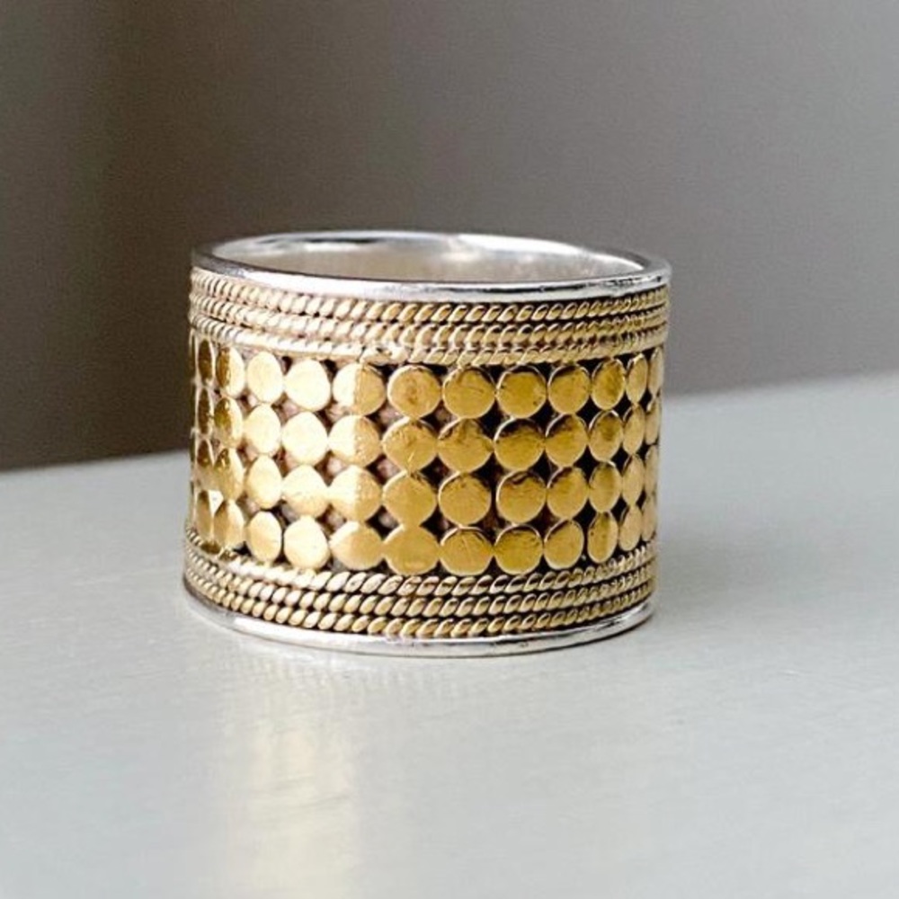 Anna Beck 18k Sterling Silver and Gold Band Ring Size 6